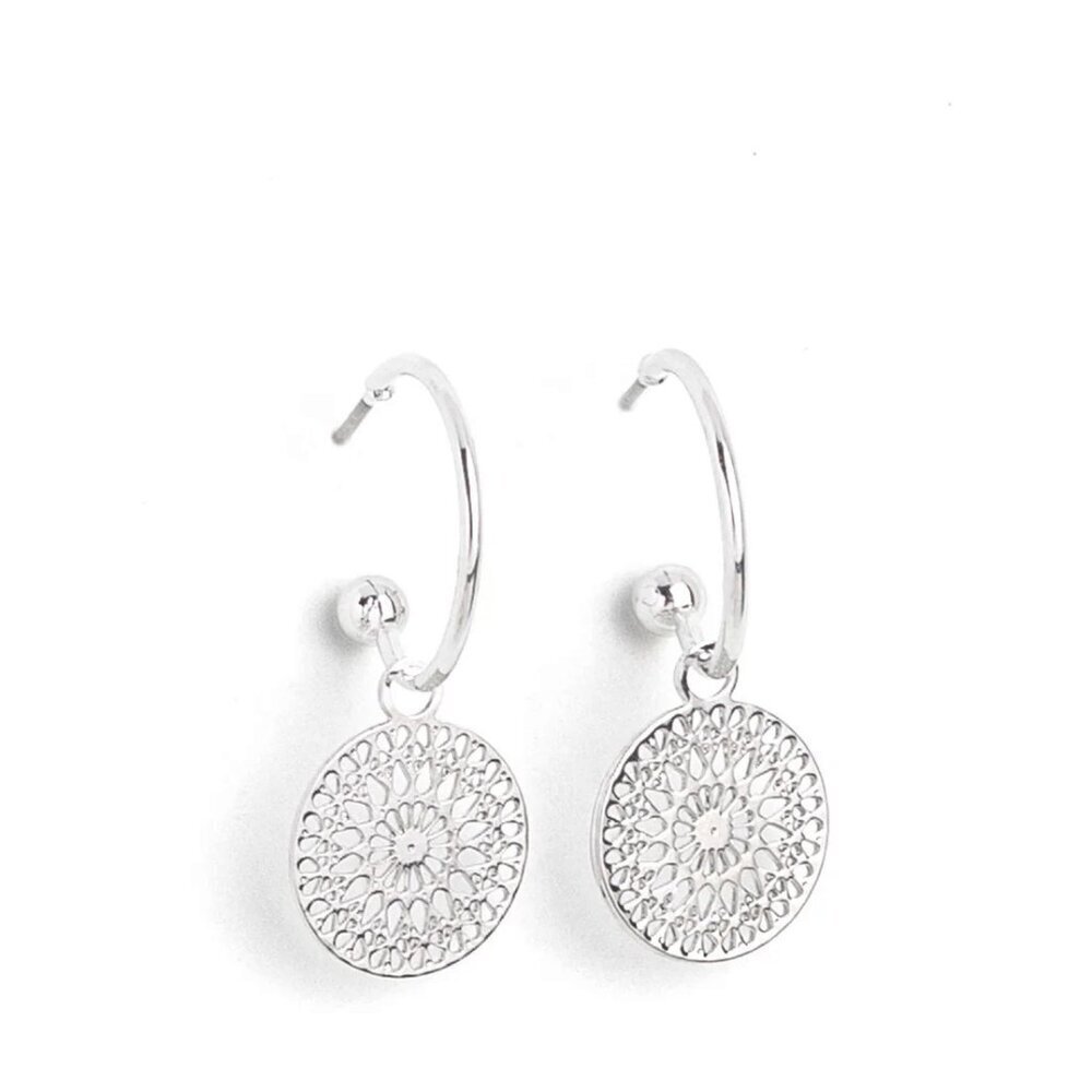Paparazzi Jewelry Accessories - Mandala Maiden - Silver Earrings - Vintage - Picture 5 of 6